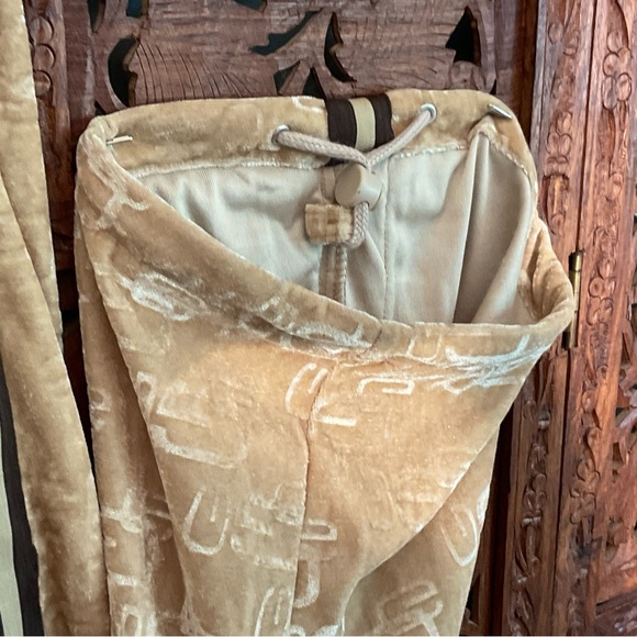 GODBODY XL HIP HOP VELOUR Tan 2 Piece Track Suit with Black Racing Stripes - Picture 13 of 16